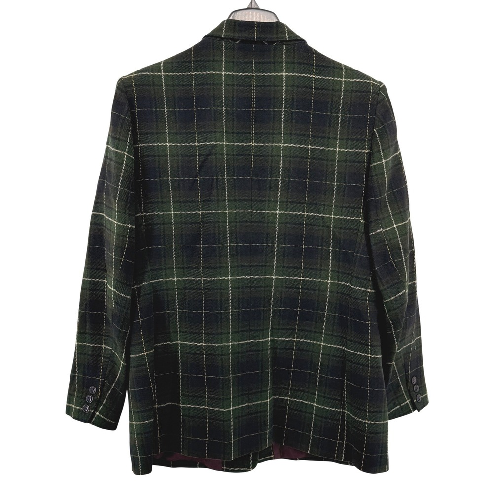 Vintage Talbots Tartan Blazer Womens 18 Pre-Owned Jacket Green Wool Blend USA - Picture 4 of 13